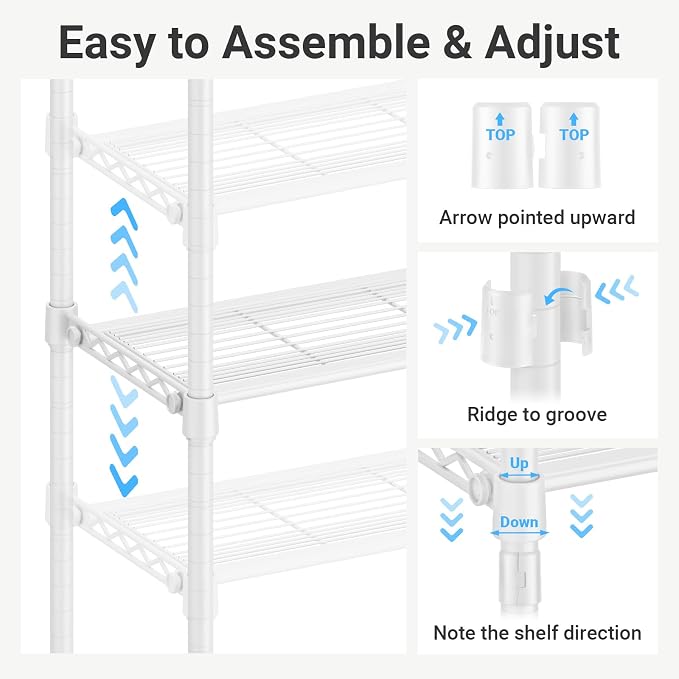 VIPEK S3 Freestanding Clothes Rack Heavy Duty Garment Rack 8-Tier Shoe Racks Closet Storage Organizer Large Wardrobe, Hanging Rod, Adjustable Metal Shelf, 68.9" L x 15.7" W x 76.4" H, White