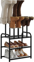 Kitsanery Shoe Rack - 3-Tier Metal Boot Rack Organizer for Entryway, Closet & Garage, Free Standing Shoe Shelf for Storage Tall Boots, Sneakers, Cowboy Boots, Black (Small - 4 Pairs)