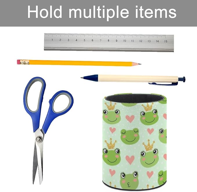 Cute Frogs Pen Holder Pencil Cup for Desk Organizer | Cute Makeup Brush Holder PU Multifunctional Office Suppliesfor Decor Home Classroom School