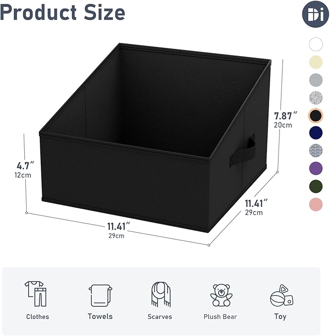 DIMJ Closet Storage Bins 10 Pack - Fabric Storage Baskets for Shelves, Collapsible Clothes Organizer with Handles, Trapezoid Shelf Organization Storage Cubes for Purse, Toys, Books, Towel, Clothes