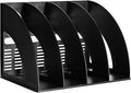 Marte Vanci Magazine File Holder Vertical PP Folder Book Desktop Organizer Plastic Storage Sturdy Vertical 4 Section Folder Black