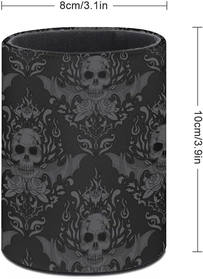 Gothic Skull Pen Holder Pencil Cup for Desk Organizer | Cute Makeup Brush Holder PU Multifunctional Office Suppliesfor Decor Home Classroom School
