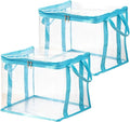 Large Clear Thick Plastic Storage Box with Hinged Lid, Heavy-Duty Durable High Capacity Organizer, Foldable Storage Box,Perfect for Home, Camping, Travel, Attic & Moving (Blue-L-2)