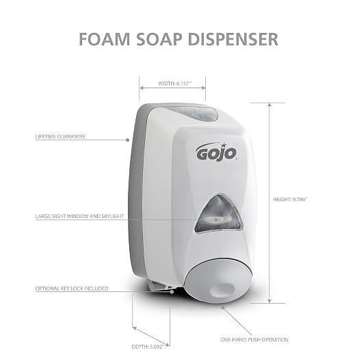 GOJO FMX-12 Push-Style Foam Soap Dispenser, Dove Grey, for 1250 mL GOJO FMX-12 Hand Soap Refills (Pack of 1) - 5150-06
