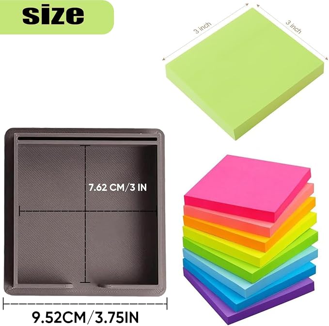 Sticky Note Stencil, Sticky Note Holder with Stencil 3x3 Sticky Note Line Stencil and Holder, Perfect for to-Do Lists, Home, Office, Sticky Notes Dispenser, Reusable Note Organizer (Yellow)