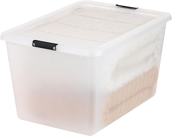 IRIS USA 4-Pack High-Capacity Clip Box with Latching Lids, 55 Quart Storage Bins, Supply Containers for Home, Office & Classroom Organization