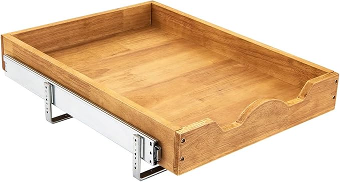 DINDON 1 Tier Pull Out Cabinet Organizer (17"W x 21"D) Single Tier Heavy Duty Slide Out Wood Drawer Under Cabinet Shelf Organization Storage