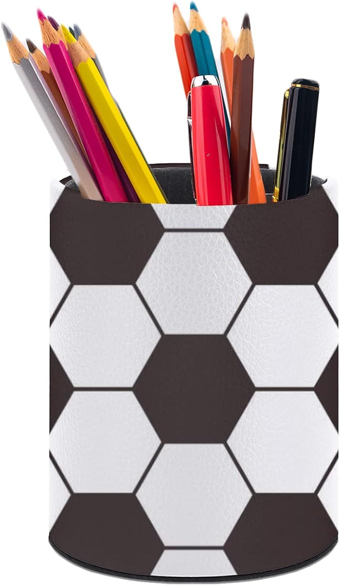 Soccer Ball Pen Holder Pencil Cup for Desk Organizer | Cute Makeup Brush Holder PU Multifunctional Office Suppliesfor Decor Home Classroom School