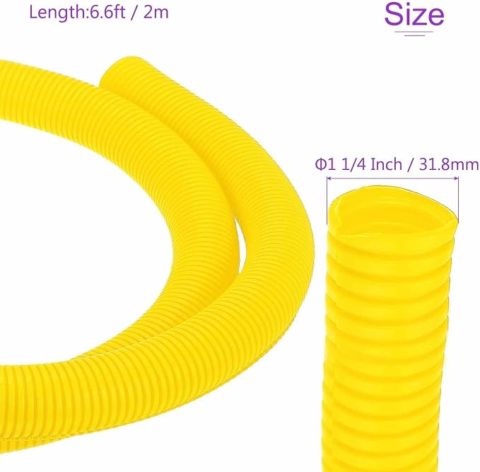 DMiotech 6.6ft Wire Loom Split Tubing 1 1/2 Inch(38.1mm) ID, Cord Protectors from Pet Flexible Conduit Cable Management for Office Home Garden, Yellow