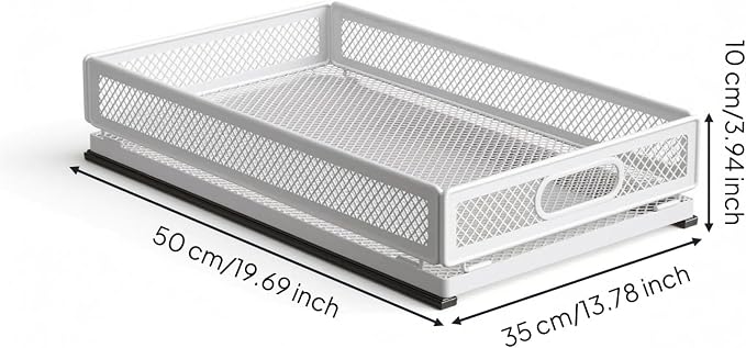 Pull-out Storage Basket Metal Frame Mesh Storage Basket Easy Access for Kitchen, Extended Model 50cm Long 35cm Wide With Slide Rail, Small