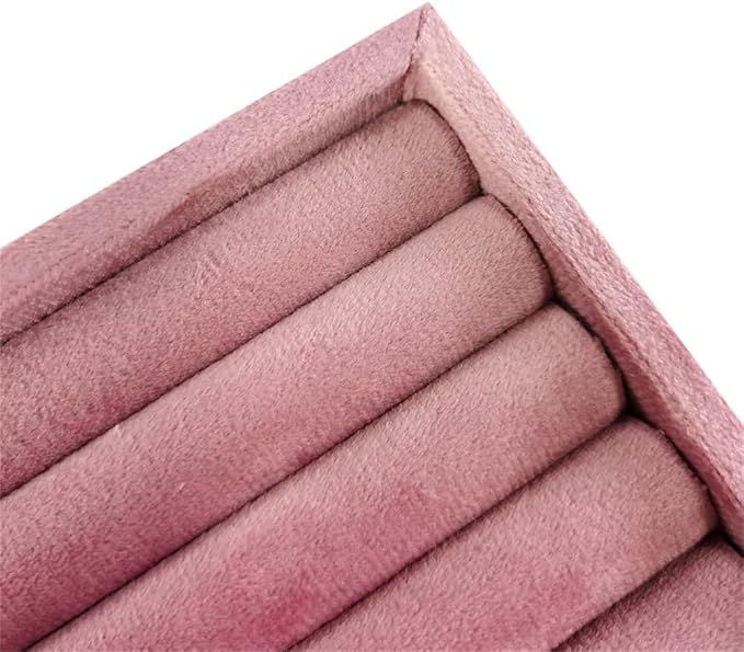 SCIKHETF Velvet 5 Slots Ring Earrings Trays Small Showcase Display Travel Ring Holder & Organizer (Pink)
