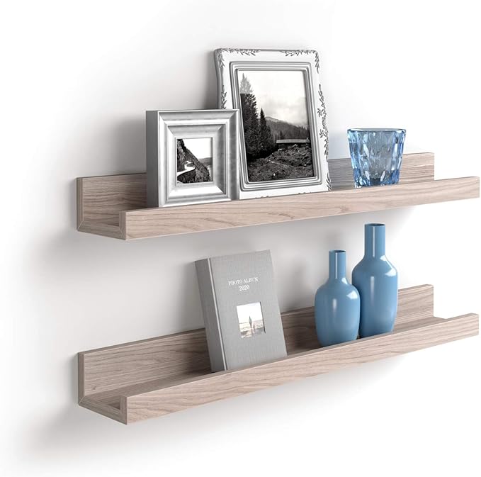 Mobili Fiver, Set of 2 First Picture Shelves, 31.49 in, Pearled Elm, Made in Italy