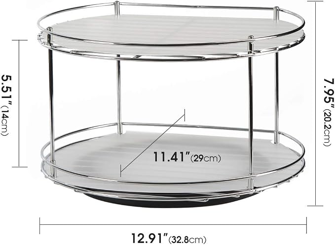 J JACKCUBE DESIGN 2 Tier Lazy Susan Turntable Cabinet Organizer - Rotating Spice Rack Storage Container - Medicine Storage Holder for Cabinets, Pantry, Fridge, Countertops - MK533A