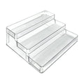 Azar Displays 326029 Three Tier Counter Step Display with Lip, Clear Bathroom Organizer for Storage Organization, Spice Rack Organizer Shelf, Storage Shelves with Risers for Kitchen & Pantry, 2-Pack