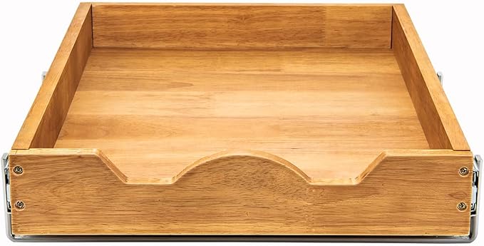 DINDON 1 Tier Pull Out Cabinet Organizer (17"W x 21"D) Single Tier Heavy Duty Slide Out Wood Drawer Under Cabinet Shelf Organization Storage