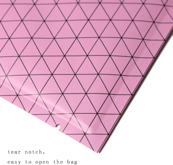 100 PCS 4 Mil Thick Open Top Heat Seal Bags, PET+AL+PE Mylar Bags with Easy Tear Notch, Resealable Heat Sealable Pouch for Food Storage, Packaging, Not Vacuum Bags (Pink, 10 * 10CM/3.9"*3.9")
