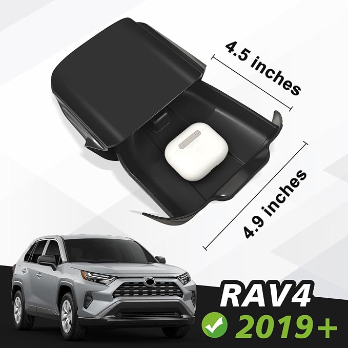 Muslogy Console Storage Drawer Compatible with Toyota RAV4 2019-2024 2025 Accessories Driver Side Drawer Box Console Organizer Insert Storage Cubby With Anti-Slip Mat(One-Touch Self-Locking Mechanism)