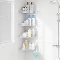 Sotfamily Plastic Shower Caddy Corner (for 90° Only), 4 Pack, Frosted Clear | Adhesive Corner Shower Shelves for Bathroom Organizers and Storage, Bathroom Decor, No Drill, Rust Free
