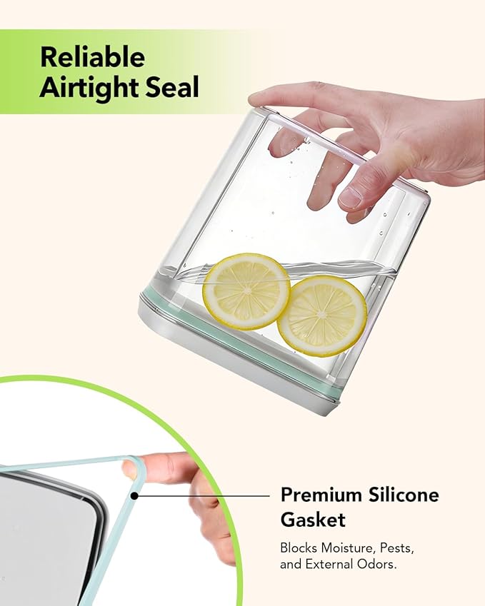 Airtight Food Containers Set with One-Touch Lid, Mixed Size Set (2.8 Qt + 4.2 Qt *2) with Scoop, Stackable Jars for Complete Kitchen Organization