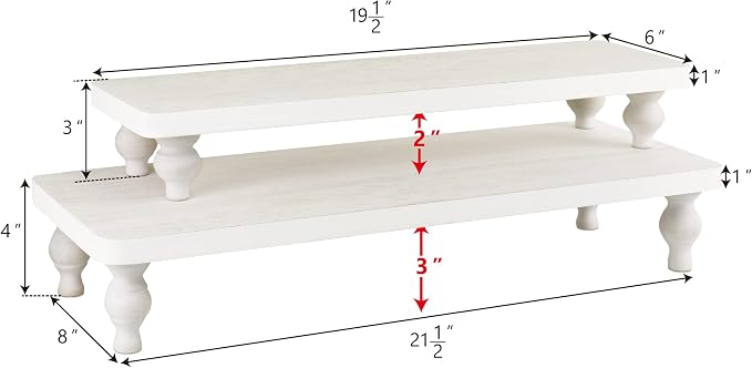 Ikee Design 2 Pcs Set Wooden Display Riser, Cupcake Dessert Display Riser, Countertop Centerpiece Dessert Serving Stand, Artificial Plant Stand for Garden Decor, Wash White Color
