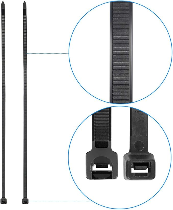 Superun Heavy Duty Zip Ties 24 Inch, Strong Large Black Zip Ties 120 Lbs Tensile Strength Selflocking Wire Ties (Industrial Grade Cable Ties) Pack of 50 | Self-locking,Width 0.3",Max Bundle Diameter 6.7",Industrial Grade,fireproof,Heavy duty,For indoor...