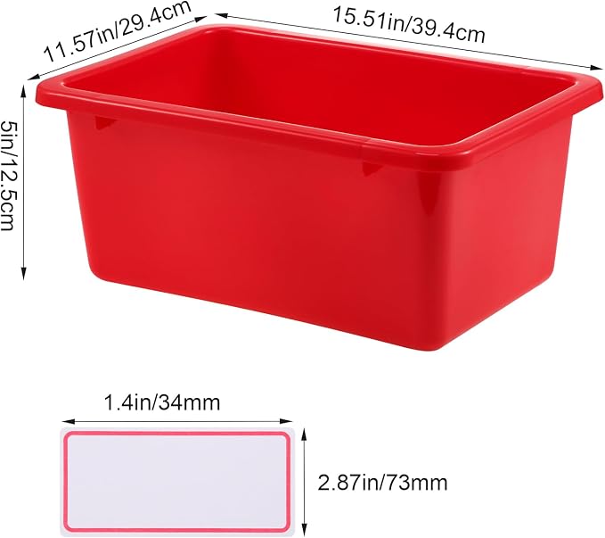 Zonon 12 Pcs Plastic Cubby Storage Bin Back to School Classroom Cubby Organization Storage Container with 1 Pack Self Adhesive Label for Office School Library(Colorful,15.51 x 11.57 x 4.92)