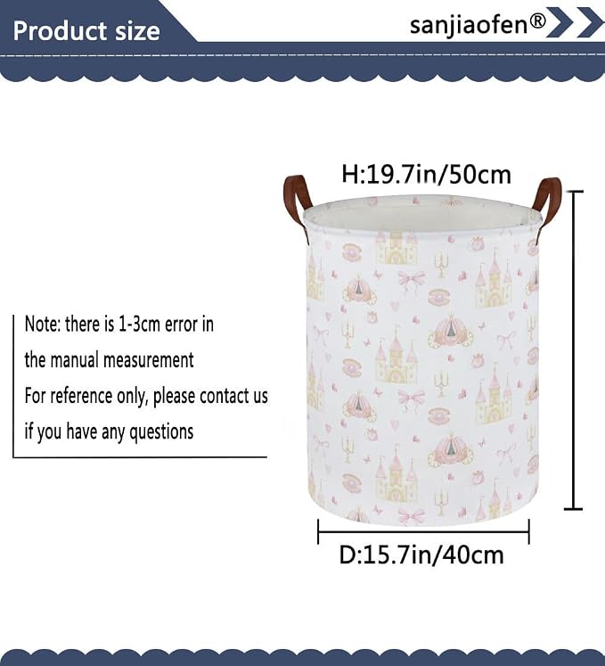 Kids Laundry Hamper Kids Dirty Clothes Hamper Collapsible Waterproof Toys Storage Bin Boys and Girls Hampers Princess Room Decor Gift Baskets(Cute Princess)