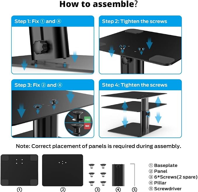 BoYata Monitor Stand, Adjustable Height Metal Desktop Riser, Black | Height-adjustable metal riser with open storage space underneath for monitors, laptops, iMacs, PCs and TVs