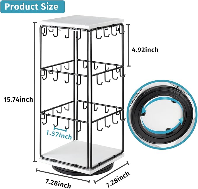 360 Rotating Earring Display Stands for Selling, Earring Rack Display Holder Stand, Jewelry Display for Vendors Selling Earring Cards, Necklaces, Bracelets, Hair Accessories (48 Hooks)