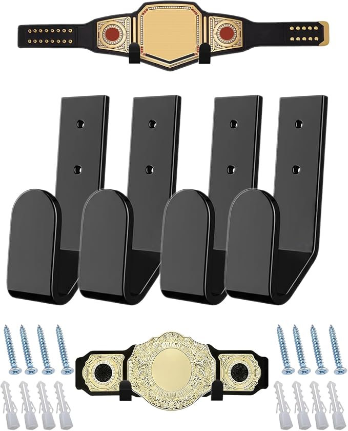 Wrestling Championship Belt Wall Mount Display Holder,Boxing Champion Belt Hanger Set,Storage Rack,Wrestlers Hanging Perfect Title Belts for Wall Decor