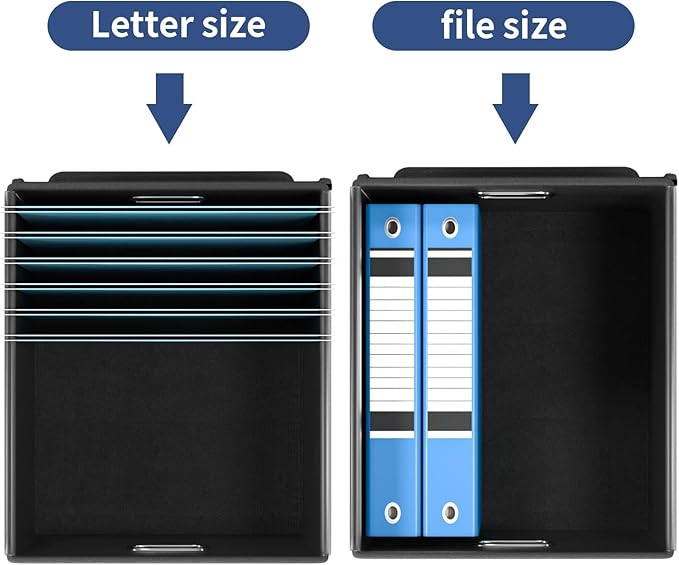 Huolewa File Organizer Box with Lid, Collapsible File Folder Organizer for Office Document Storage, Filing Box with Plastic Slide for Letter Size Hanging File Folders(1 Pack, Royal Blue)
