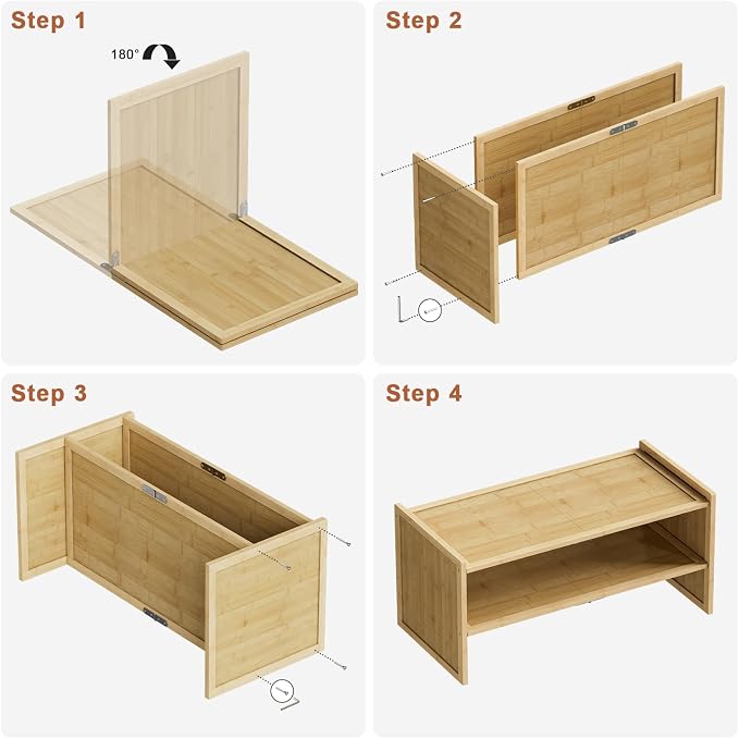 4 Tier Bamboo Shoe Rack, Tall Wood Shelf for Closet | 4 tiers maximize vertical space. 6.7in height fits boots. Great for living room, closet, balcony.