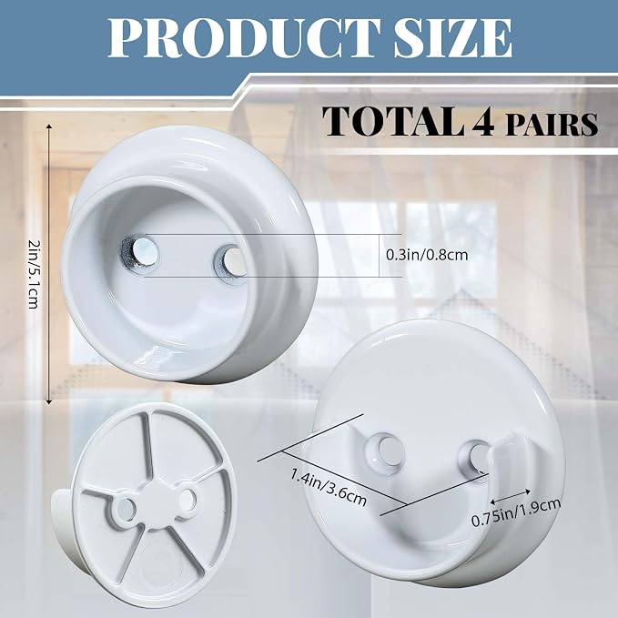 Yaocom 6 Pairs Metal Closet Rod Socket Bracket Set Heavy Duty Shower Curtain Rod Holders Pole Sockets Accept 1-3/8" Diameter Rod Pole with Screw on Attachment for Wardrobes Shelf (Matte White)