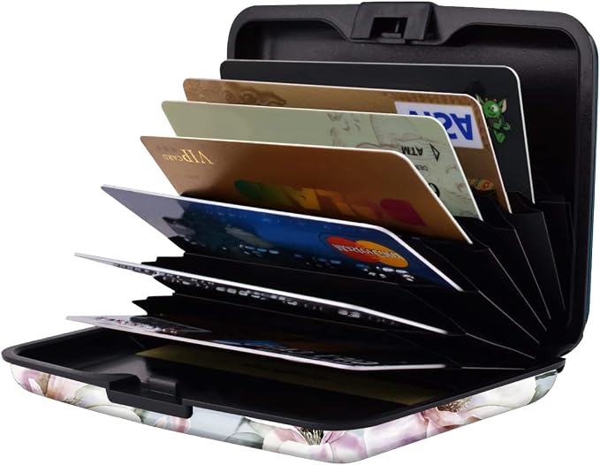 Coco Rossi Credit Card Holder RFID Aluminum Small Mini Wallet Women | Metal Wallet, Business Cards Holder, ID Case, Slim Sleeves, Womens Girls Gift, Carry Proof Wallets for Travel, Magnolia