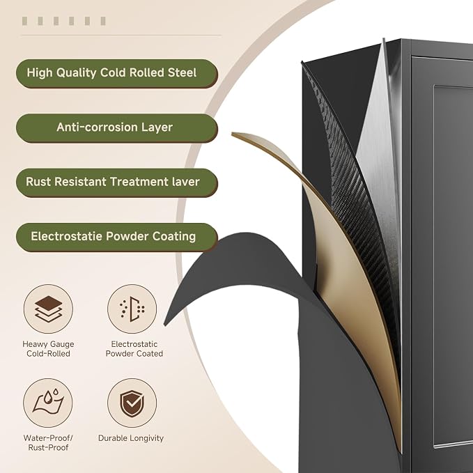 Letaya 75" H Metal Storage Cabinet with 2 Doors and 4 Shelves,Tall Kitchen Pantry Cabinets,Farmhouse Utility Pantry Organizers for Cupboard/Dining/Bathroom/Home Office/Garage Room,Black