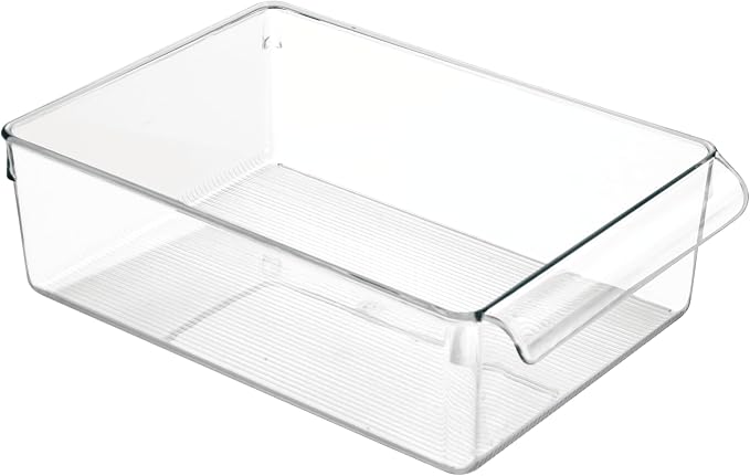 iDesign Fridge Storage Bin with Handle, Clear | Fridge Tray, For Cheeses and Snacks