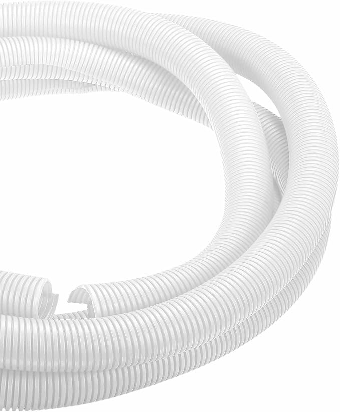 DMiotech 20ft Wire Loom Split Tubing 1 1/2 Inch(38.1mm) ID, Cord Protectors from Pet Flexible Conduit Cable Management for Office Home Garden, White