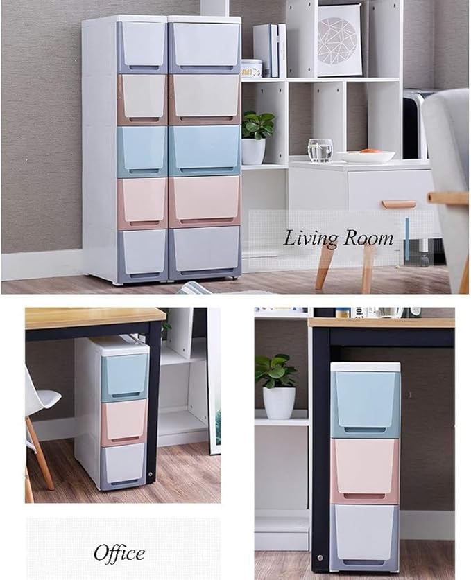 Storage Bins Sleeve Storage Cabinet Drawer, 38cm Storage Gap Narrow Cabinet Suitable for Bathroom/Kitchen/Living Room/Bedroom/Office(Sea Blue,3 layers)