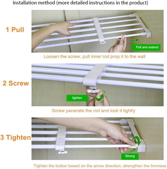 Adjustable Shelf Organizer Expandable Closet Shelf and Rod with No Drilling for Wardrobe Cupboard Kitchen Bookcase (15" - 23.6")