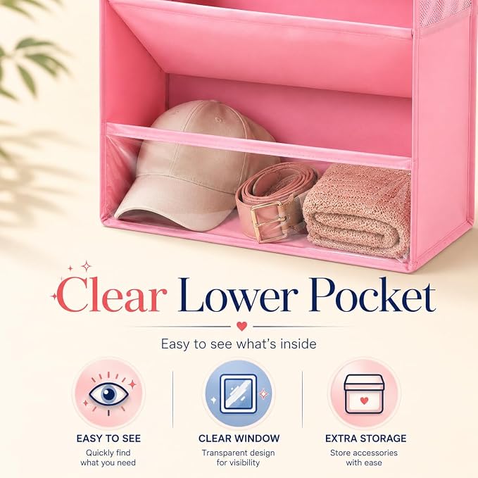 HOMELUX THEORY Hanging Shoe Organizer for Closet, 6 Tier Over the Door Shoe Organizer 120D Extra Thick with Deep Pockets, Shoe Rack for Closet & Entryway, with 4 Side Storage Pockets (Pink)