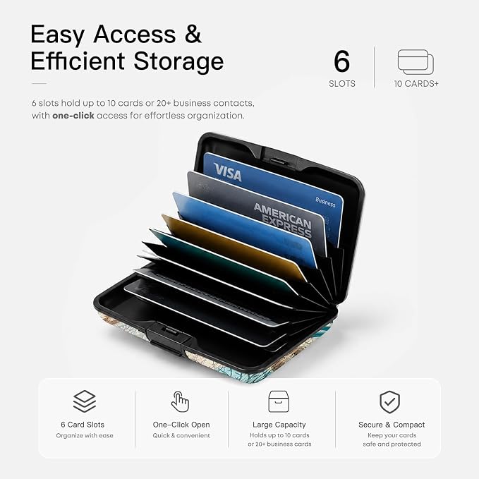 Credit Card Holder RFID Aluminum card case Sea Turtle mini Wallet Women Men | ABS Business ID Case,Hard Case Large Capacity 6 Slots, Waterproof Durable ，Secure Closure Slim Small Credit Card Protector