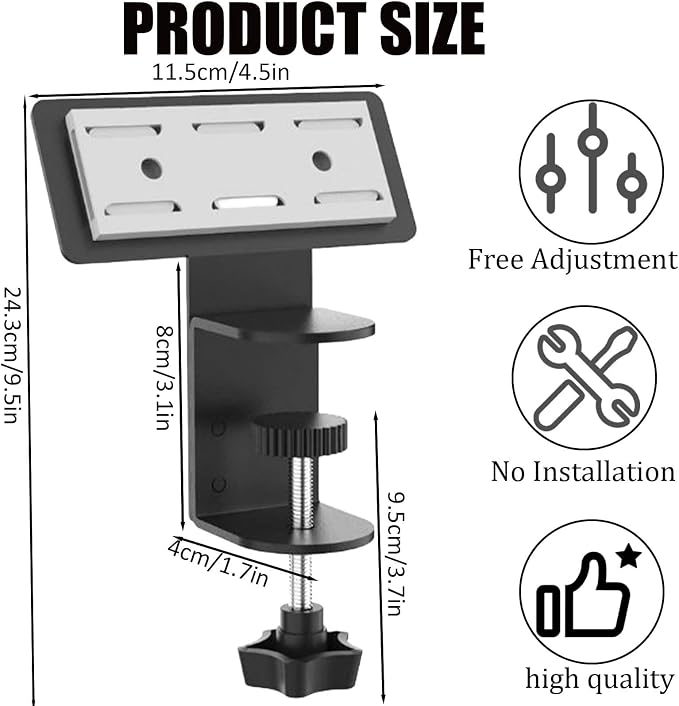 Desk Clamp for Power Strip -No-Drill Removable Power Strip Holder | No-Drill Mount for power strip clamp,Under Desk Power Strip Holder,Desks-Fits 0.5" to 1.96" Width - Black