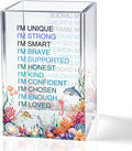 I Am Affirmation Acrylic Pencil Pen Holder Cup, Ocean Design Makeup Brush Storage Organizer, Dolphin Affirmation Pen Desk Accessories Holder Gifts for Women Daughter Niece Sister Friend