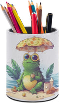 Frog Pen Holder Pencil Cup for Desk Organizer | Cute Makeup Brush Holder PU Multifunctional Office Suppliesfor Decor Home Classroom School