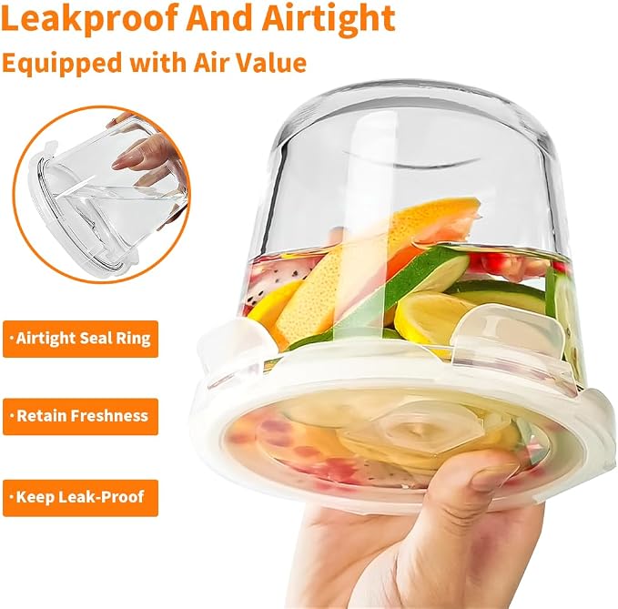 H.JSS WDJS 24 Oz Round Glass Food Storage Container set, 3 Cup Round Glass Soup Container with Airtight Lids BPA free, Borosilicate Storage Bowls, Dishwasher Microwave Freezer Safe (2 Pack)