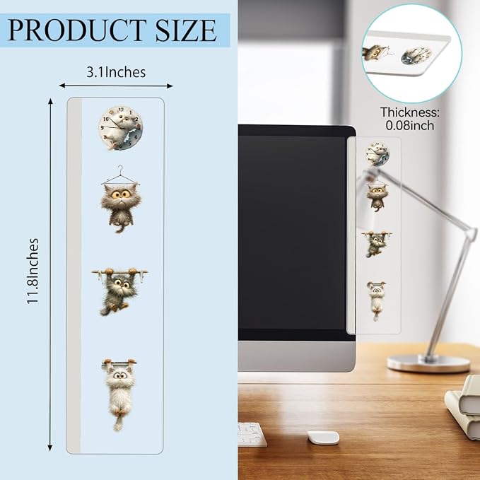 Computer Monitor Memo Board, Sticky Note Holder, Monitor Side Note Board, Acrylic Desk Organizer with 100Pcs Notes for Office Worker Men Women, Home Desktop and Office Desk, Gifts for cat Lovers