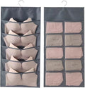 Bra and Underwear Hanging Storage Organizer Mesh Pockets Dual Sided Wall Shelves Space Saver Bag Sock Underpants Drawer Closet Clothes Rack (Gray:(5+10pockets))