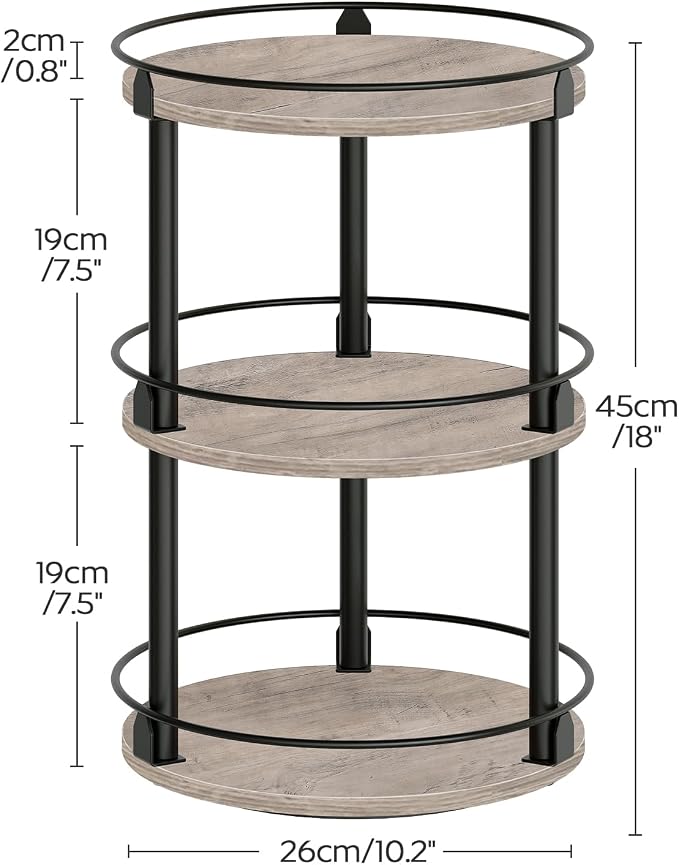 YATINEY Spice Rack, Set of 2 Lazy Susan Organizer, 3-Tier Turntable Organizer, Rotating Spice Rack Organizer For Cabinet, Compact and Versatile, Greige and Black SR23L2BG