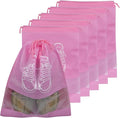 5 Pack Shoe Bags for Travel, Drawstring Bag for Men Women, Shoe Storage, Travel Essentials, Organization Accessories (5, Pink)