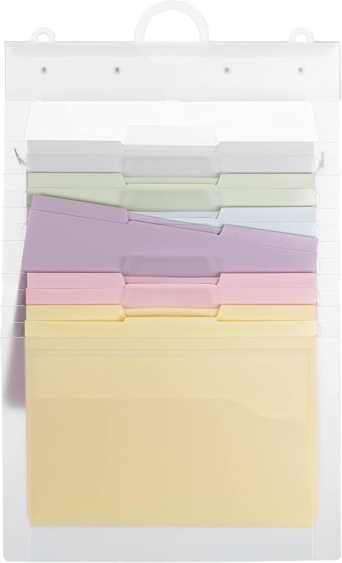 SMEAD Cascading Wall Organizer Gen 2, 6 Pockets, Letter Size, Pastel (92064) (Pack of 12)